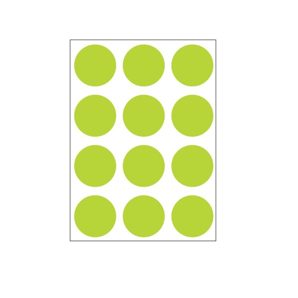 1-1/4" Color Coding Dots Chart - Sheet Form